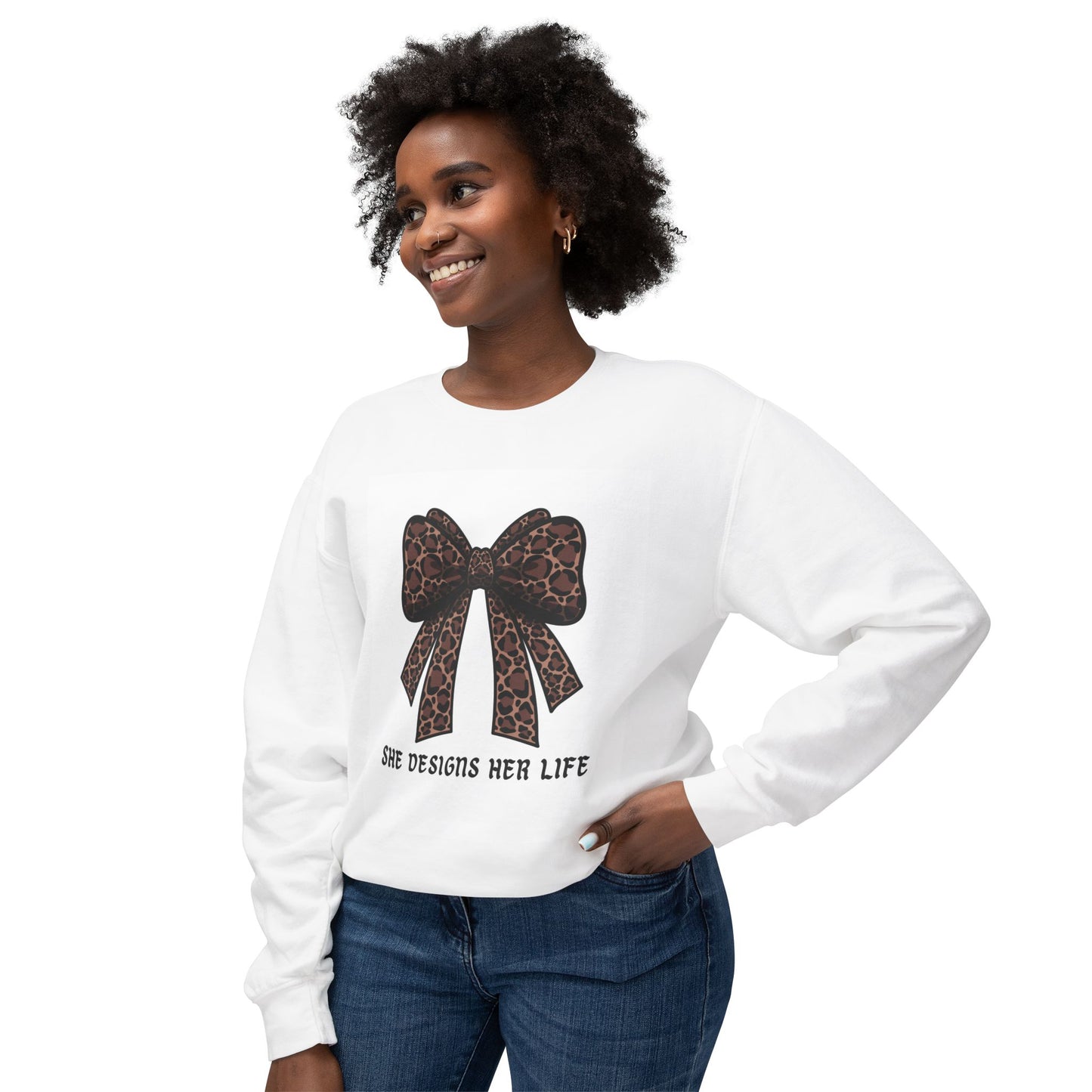 She Designs Her Life Leopard Bow Sweatshirt