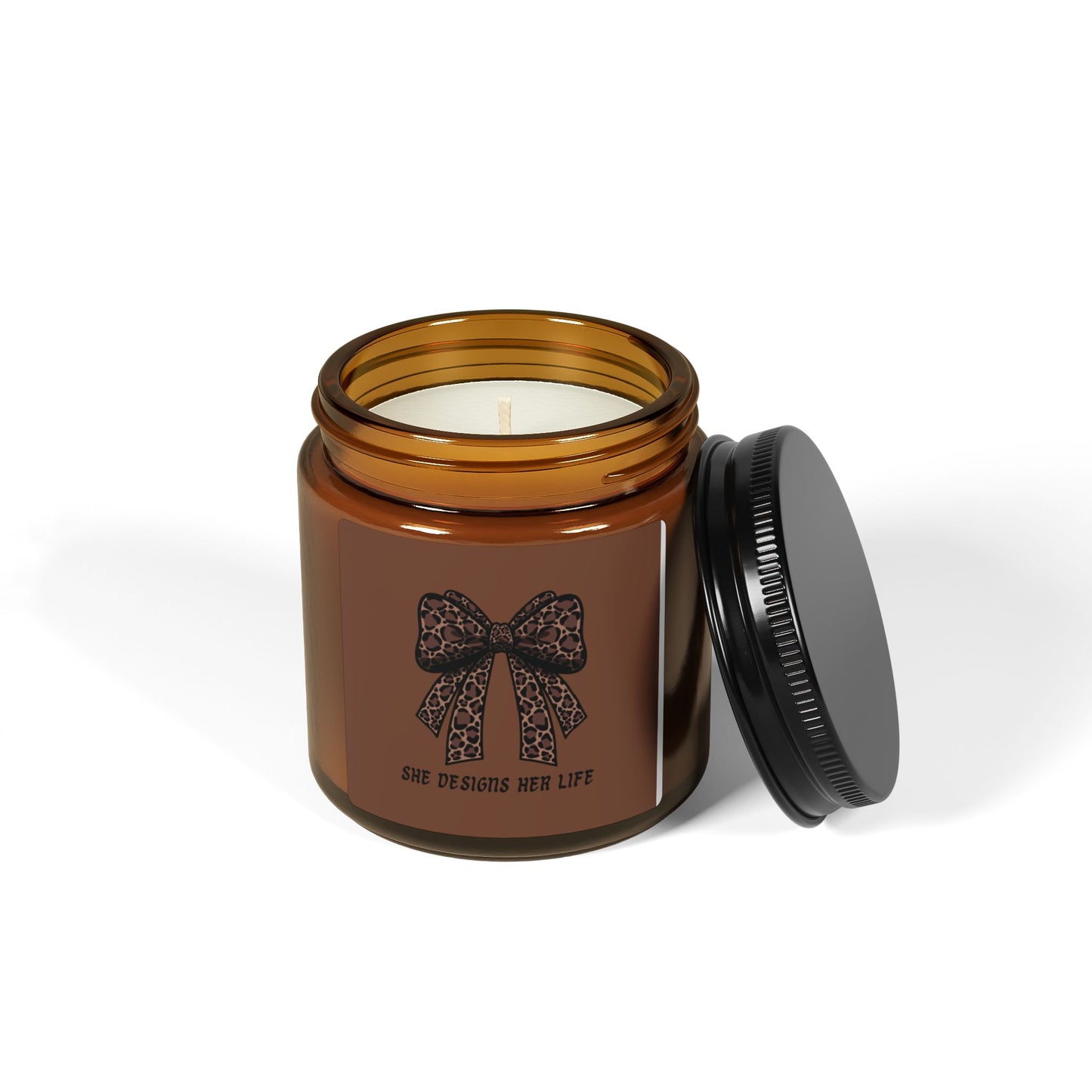 Scented Soy Candle (Multi-Size, Amber Jar) She Designs Her Life