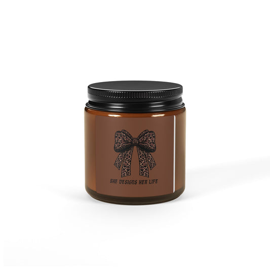 Scented Soy Candle (Multi-Size, Amber Jar) She Designs Her Life